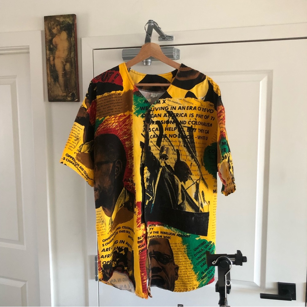 Malcom X shirt and shorts